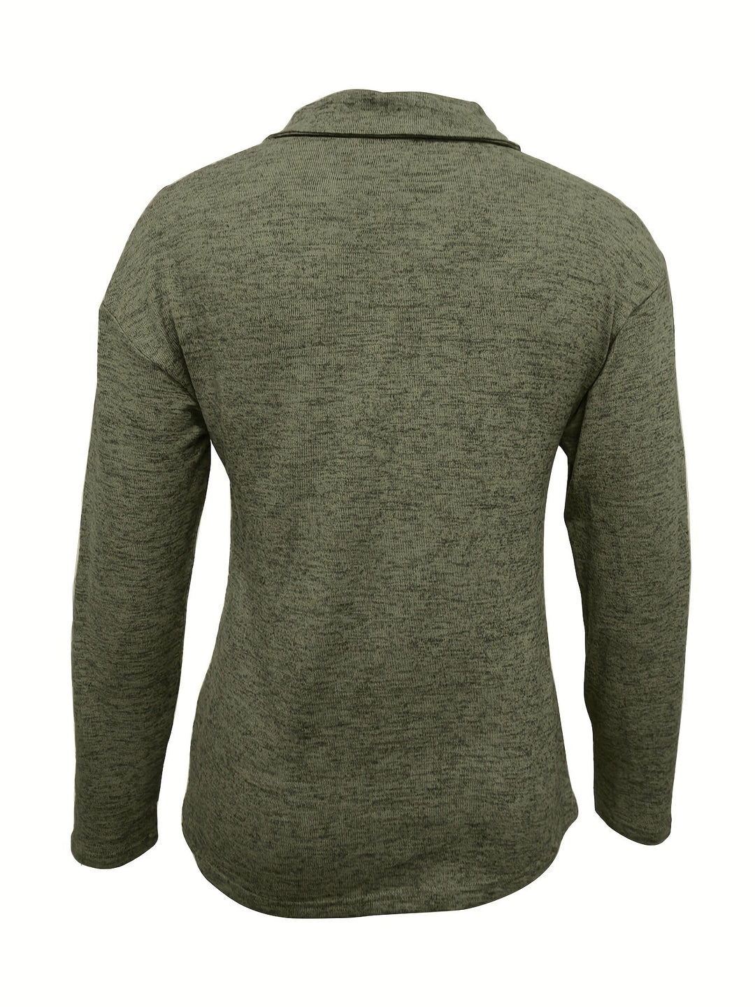 Army green quarter-zip long-sleeve top, back view
