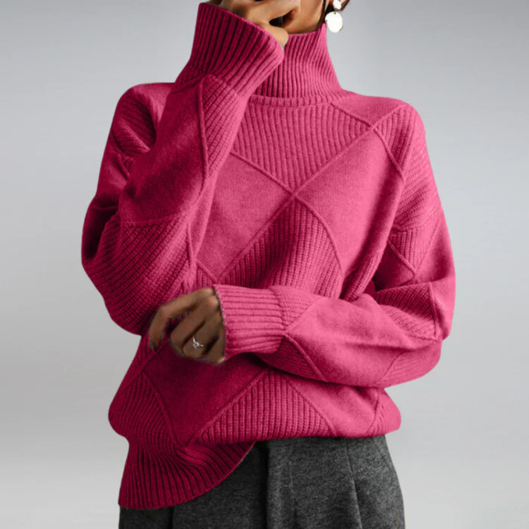 Talya | Textured Knit Turtleneck Sweater