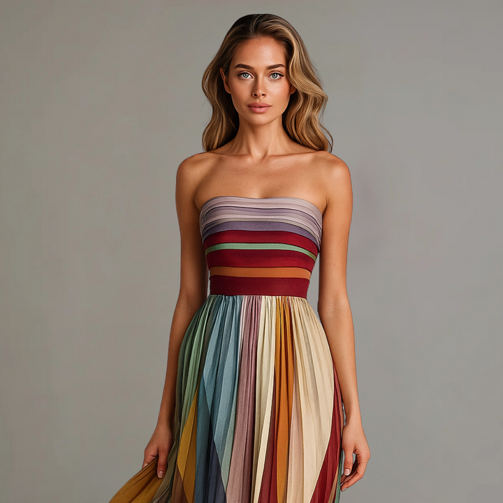 Women’s Strapless Pleated Maxi Dress