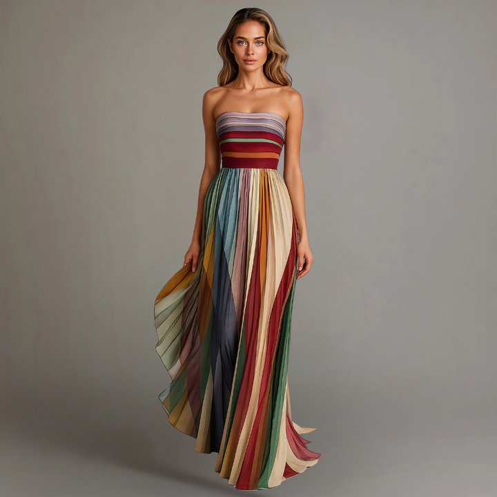 Women’s Strapless Pleated Maxi Dress
