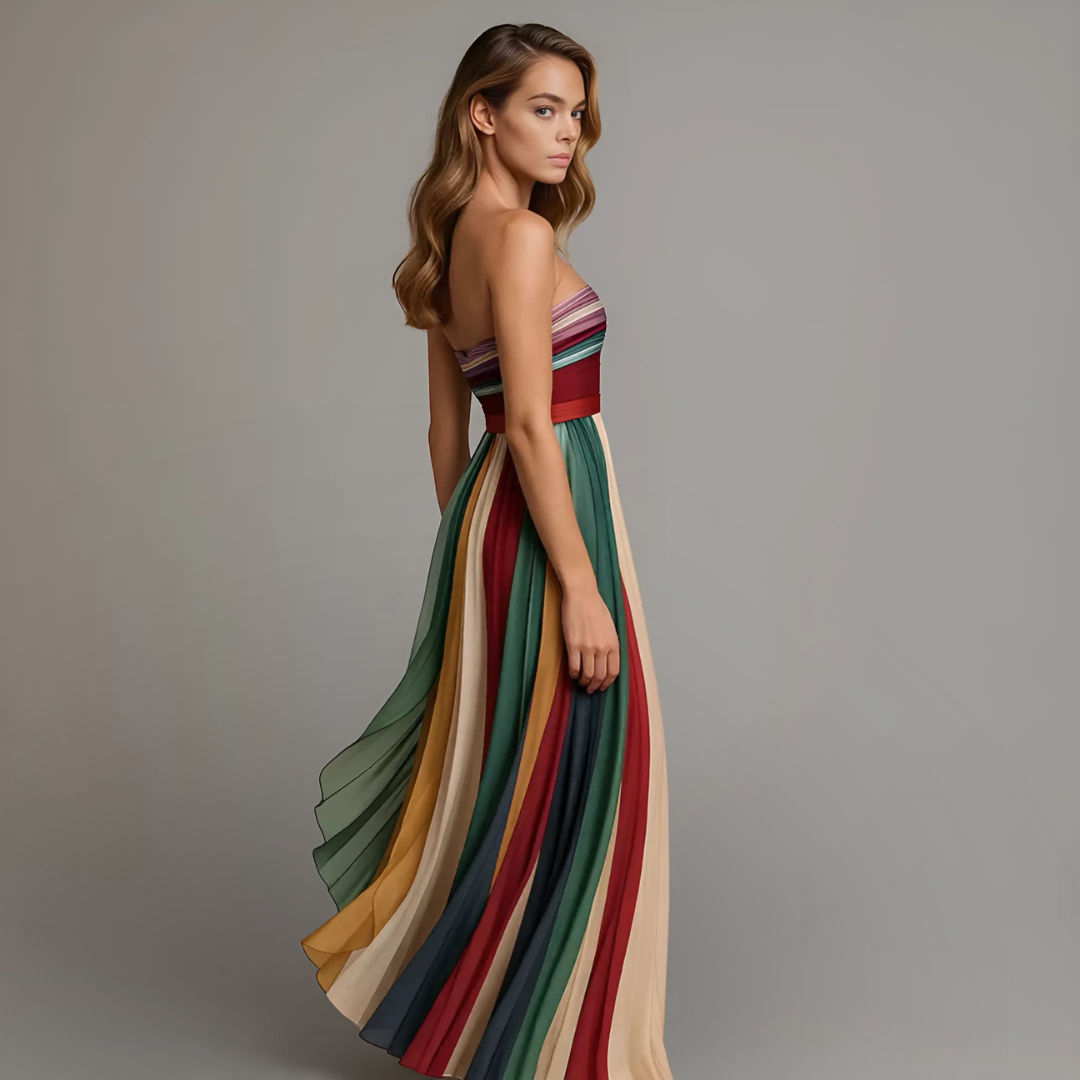 Women’s Strapless Pleated Maxi Dress