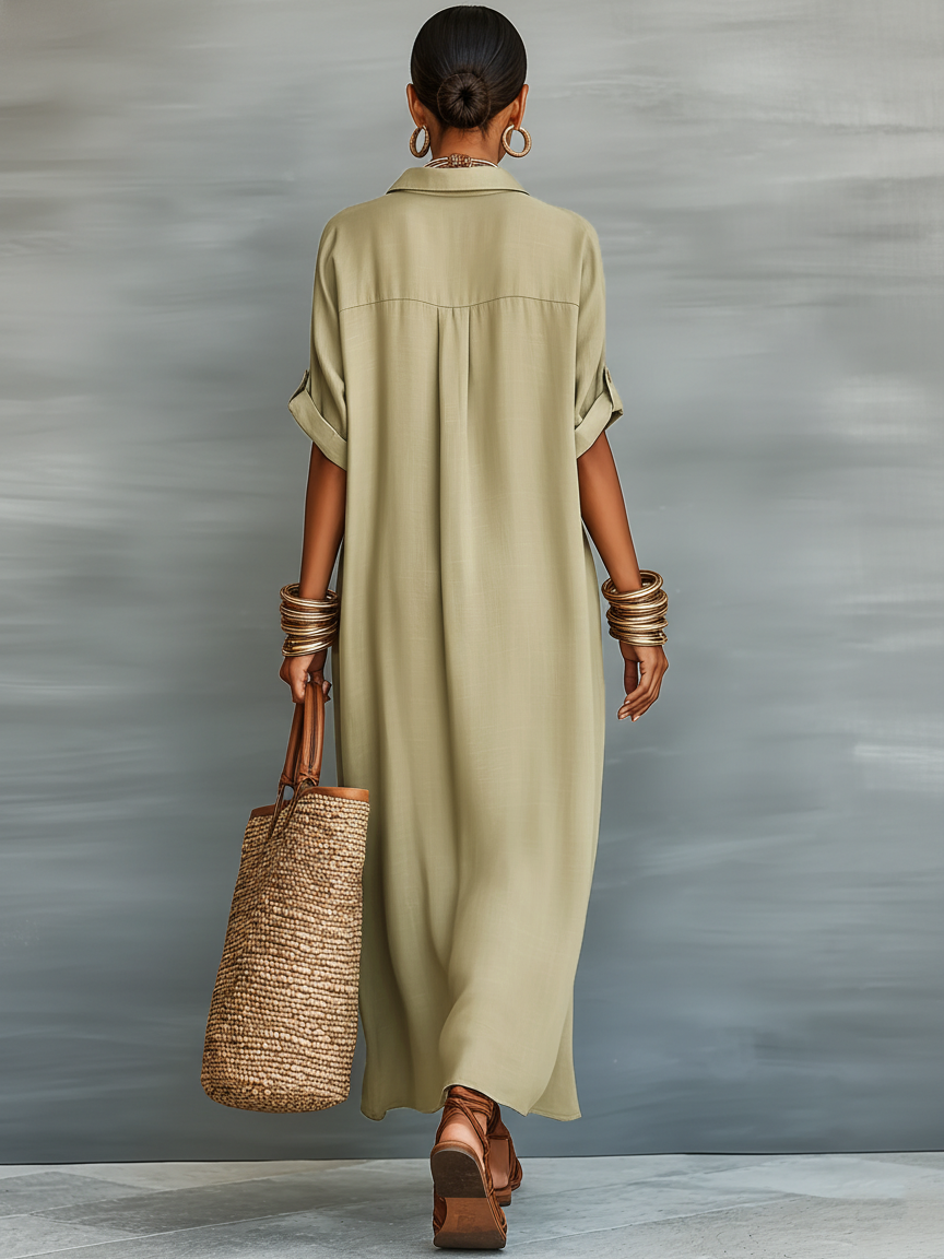 Women’s Linen Blend Shirt Dress