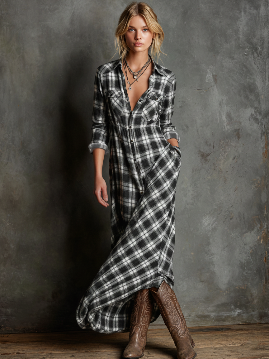 Women’s Plaid Shirt Dress