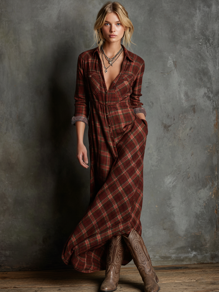 Women’s Plaid Shirt Dress