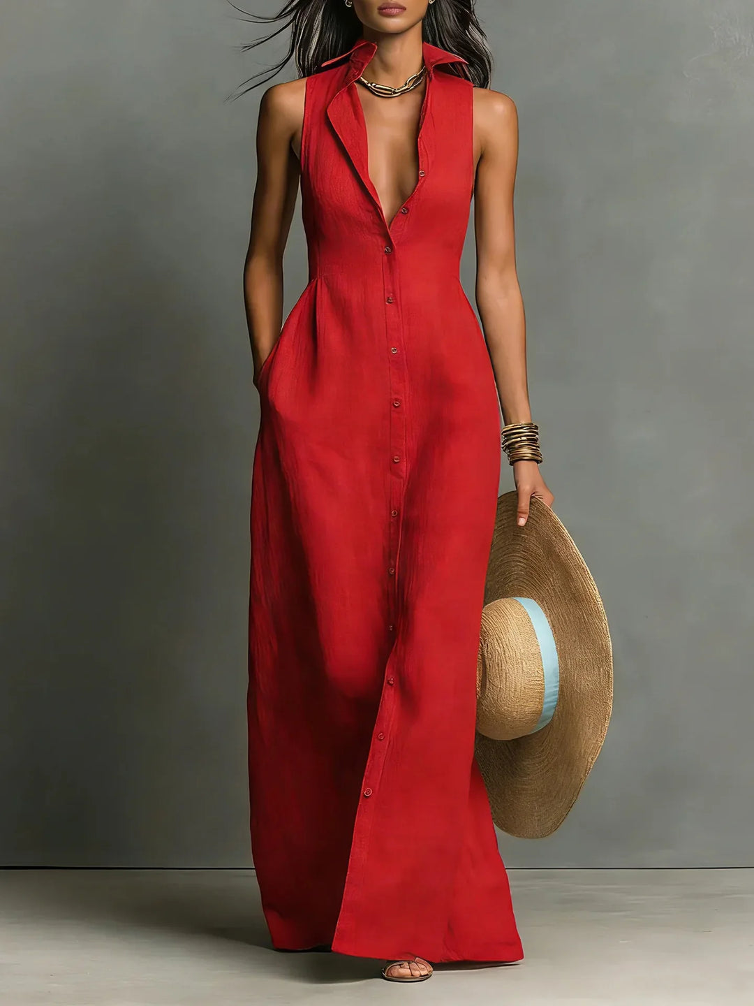 Women’s Sleeveless Shirt Dress