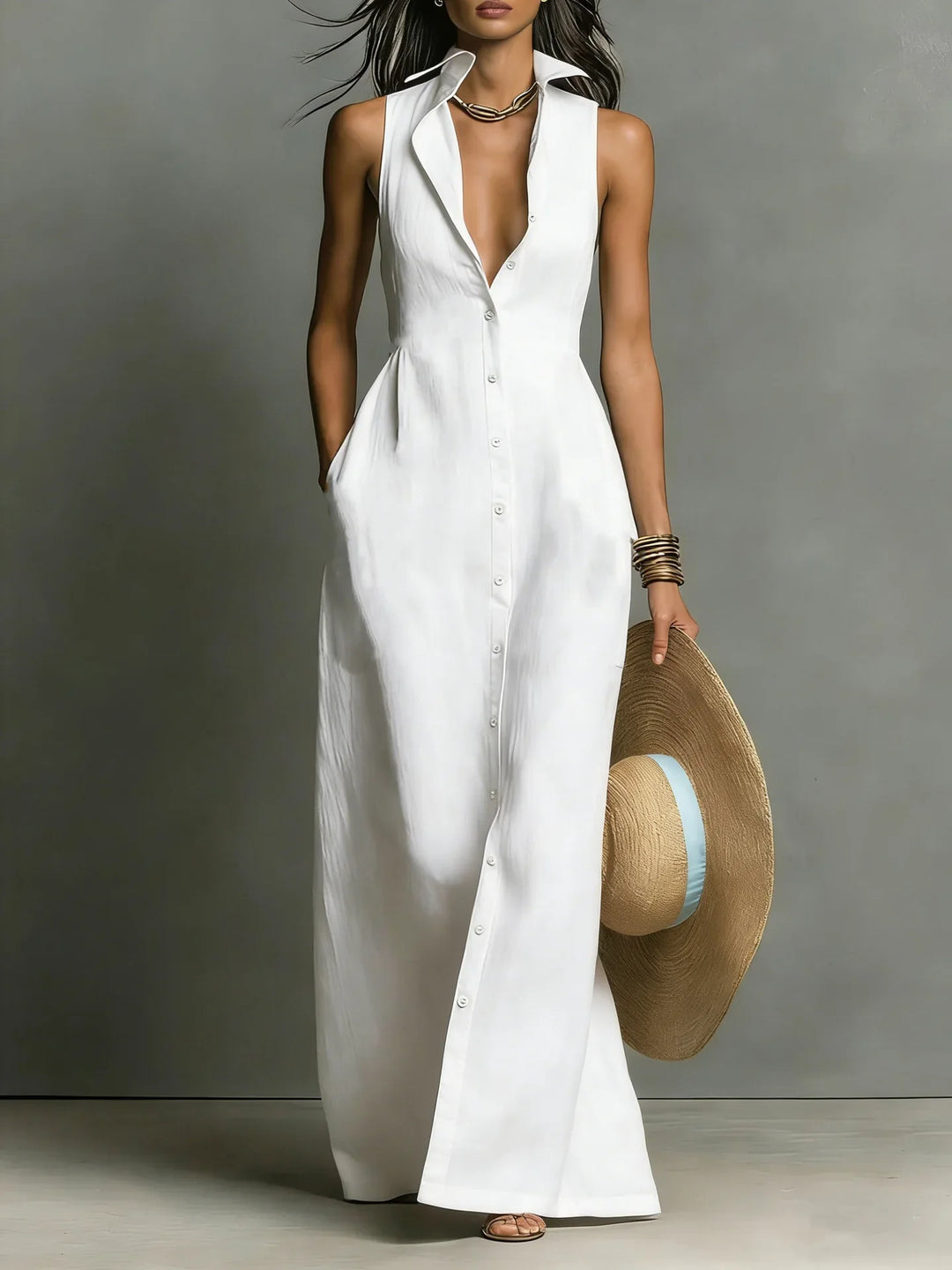 Women’s Sleeveless Shirt Dress
