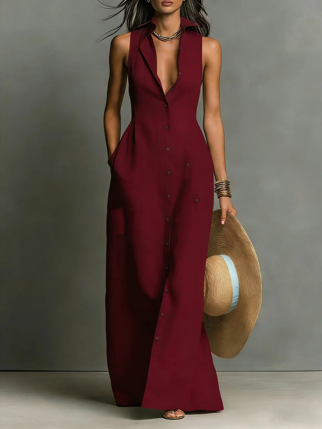 Women’s Sleeveless Shirt Dress