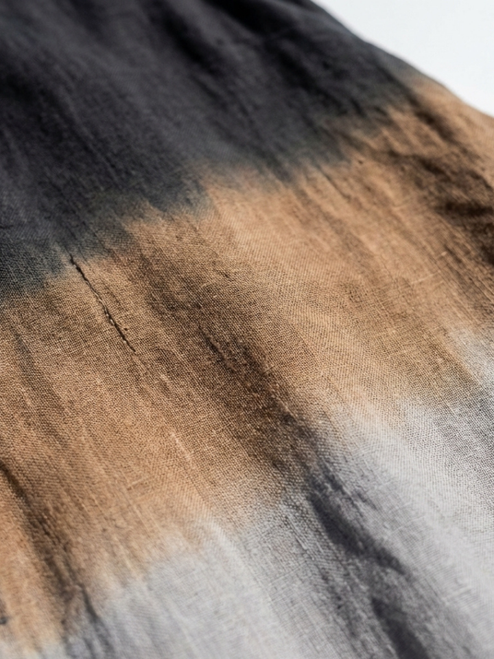 Ombre fabric for a sleeveless dress, dark charcoal blending into tan