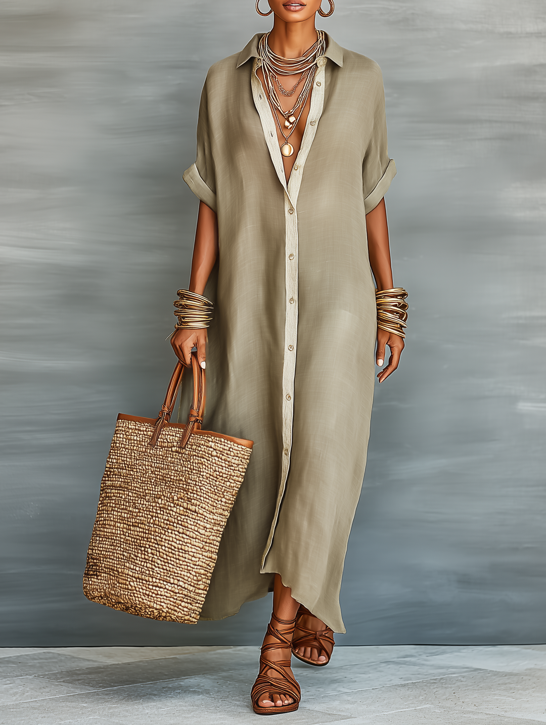 Women’s Linen Blend Shirt Dress