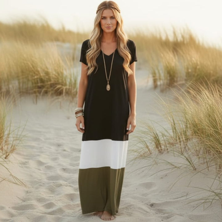 Women’s Tie-Dye V-Neck Maxi Dress