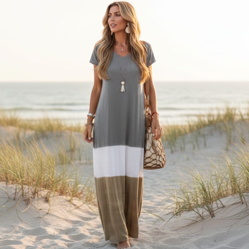 Women’s Tie-Dye V-Neck Maxi Dress