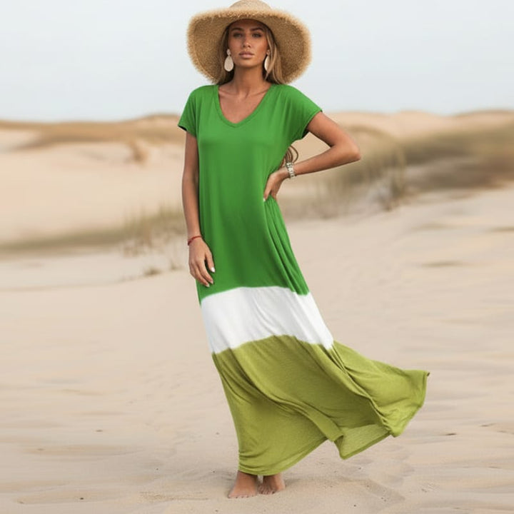 Women’s Tie-Dye V-Neck Maxi Dress