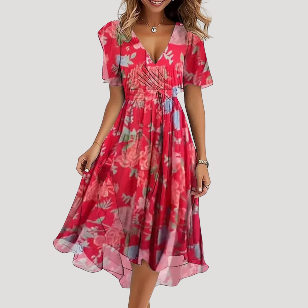 Women’s Floral Wrap Midi Dress