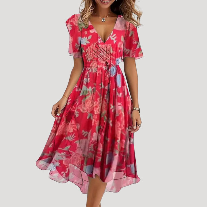 Women’s Floral Wrap Midi Dress