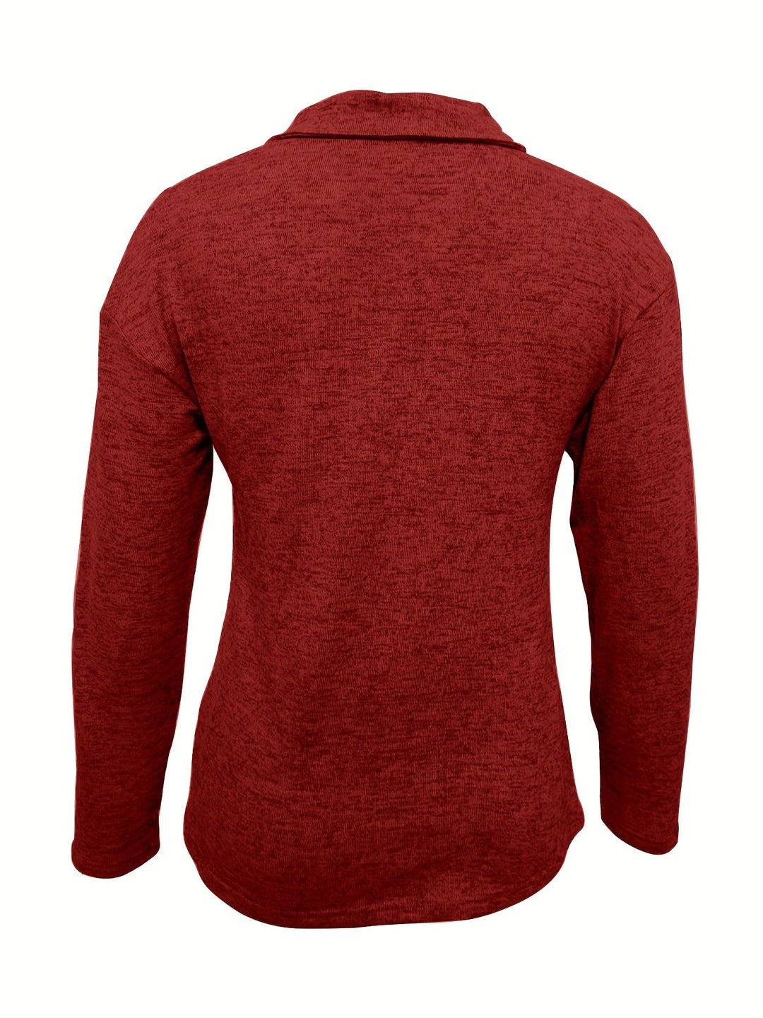 Burgundy quarter-zip long-sleeve top, back view