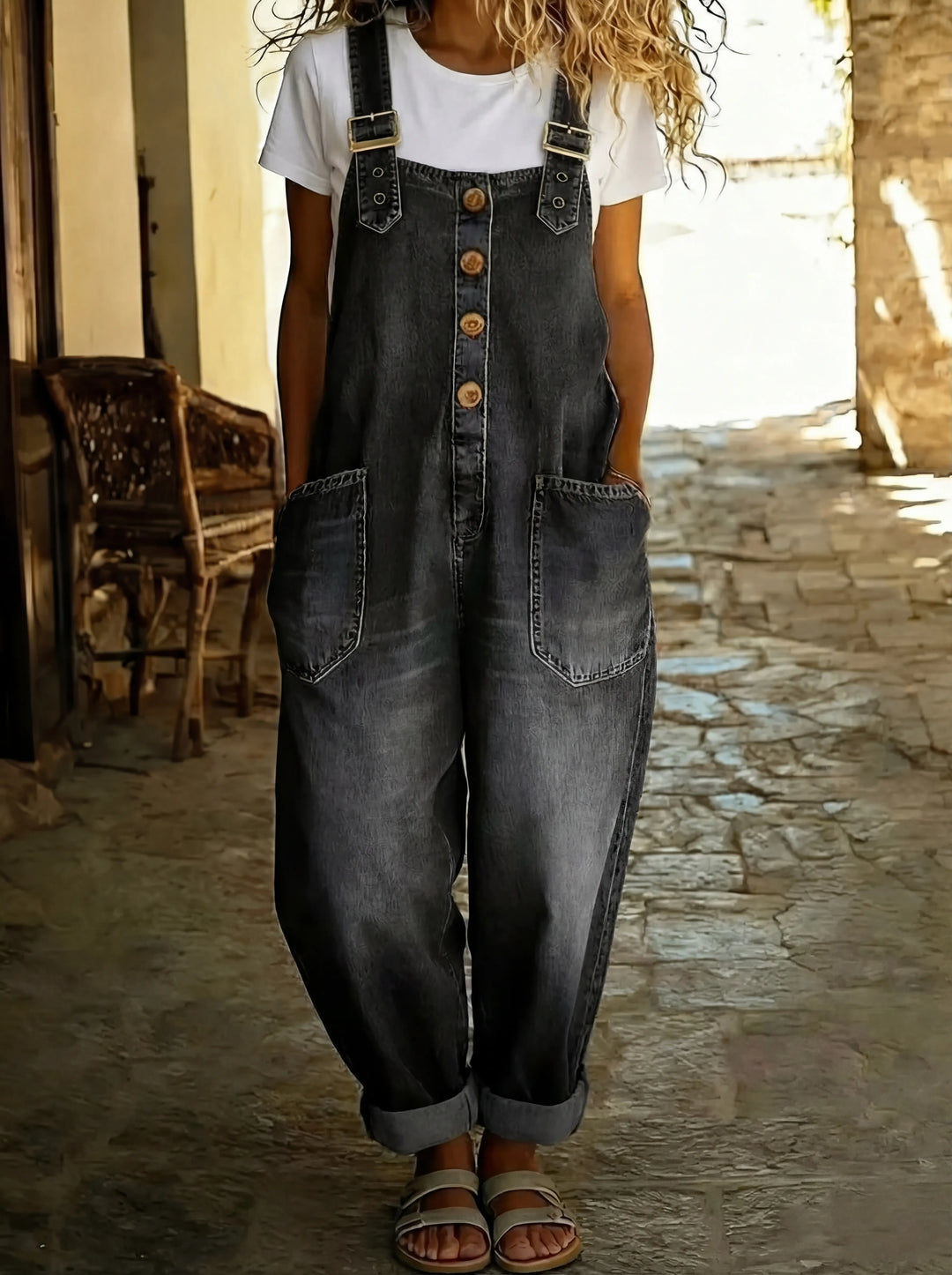 Women’s Adjustable Buckle Denim Dungarees