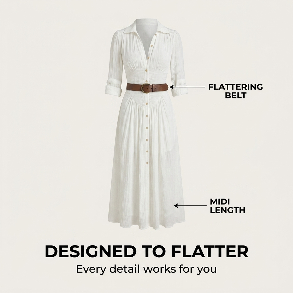 Women’s Belted Shirt Maxi Dress