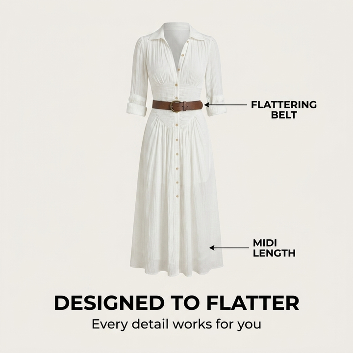 Women’s Belted Shirt Maxi Dress