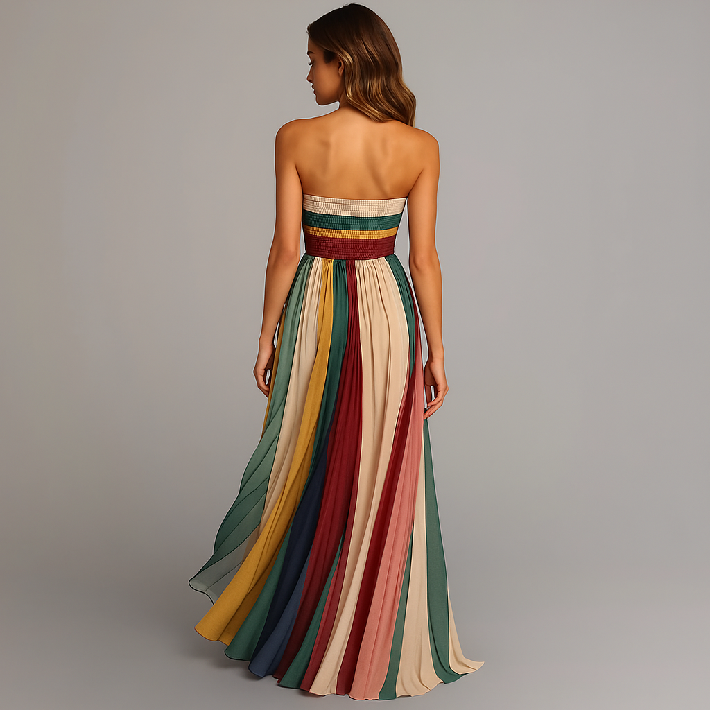 Women’s Strapless Pleated Maxi Dress