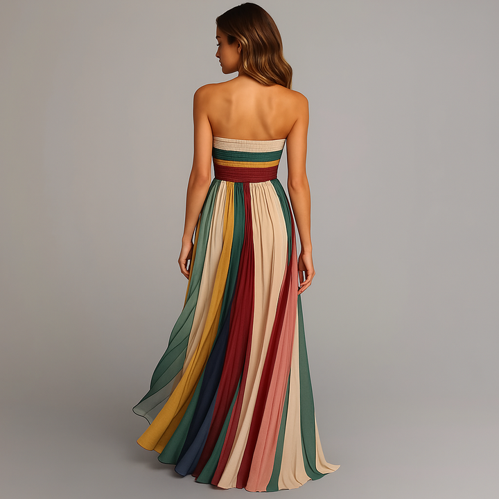 Women’s Strapless Pleated Maxi Dress