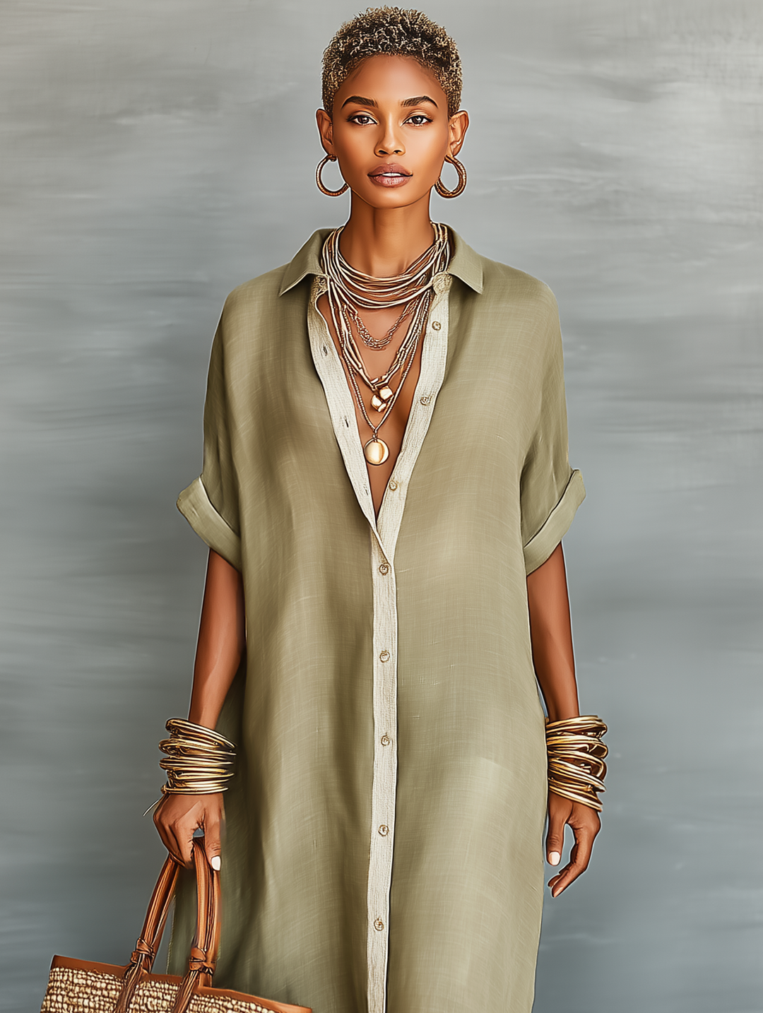 Women’s Linen Blend Shirt Dress