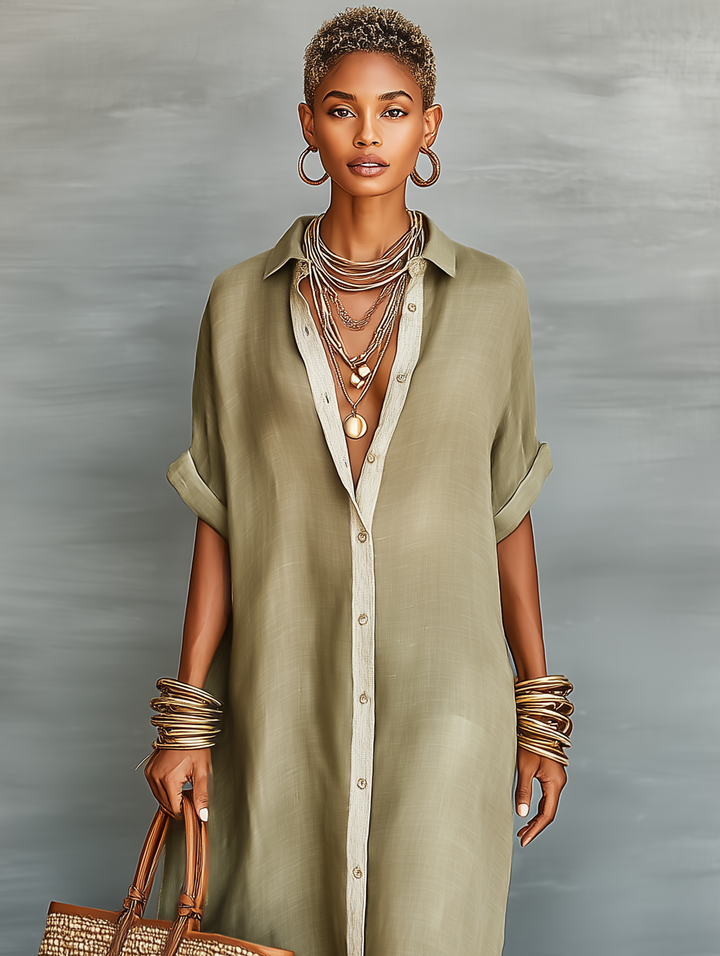 Women’s Linen Blend Shirt Dress