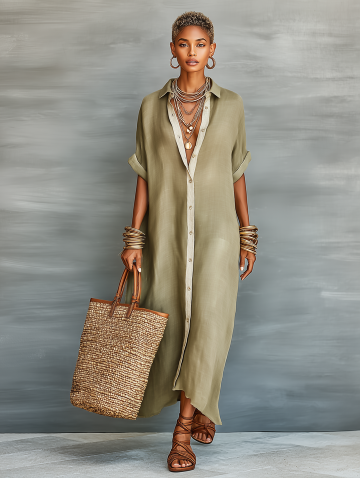 Women’s Linen Blend Shirt Dress